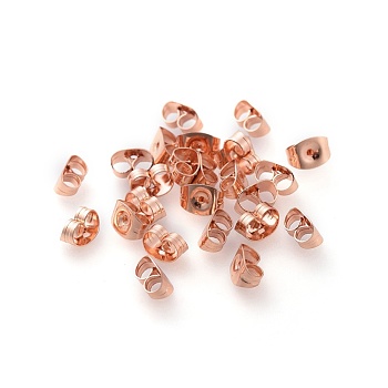 304 Stainless Steel Ear Nuts, Friction Earring Backs for Stud Earrings, Rose Gold, 6x4.5x3mm, Hole: 0.8~1mm