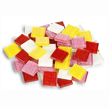 Square Transparent Glass Cabochons, Mosaic Tiles, for Home Decoration or DIY Crafts, Dark Red, 20x20x4mm, 260pcs/kg