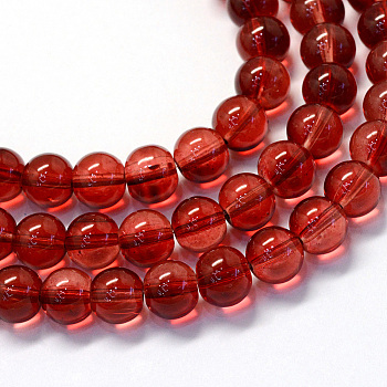 Baking Painted Transparent Glass Round Bead Strands, FireBrick, 4.5~5mm, Hole: 1mm, about 210pcs/strand, 31.4 inch