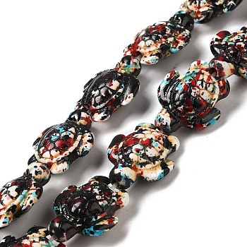Synthetic Turquoise Dyed Beads Strands, Fuel Injection Effect, Sea Turtle, FireBrick, 17~18x14~14.5x7mm, Hole: 1.6mm, about 22~23pcs/strand, 14.96''~15.35''(38~39cm)