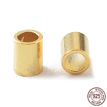 925 Sterling Silver Spacer Tube Beads, Column, Golden, 2x1.5mm, Hole: 1mm, about 588pcs(10g)/bag