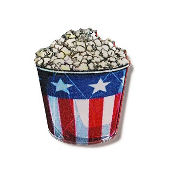Independence Day Theme Printed Acrylic Pendants, Popcorn, 40x31x2mm, Hole: 1.6mm