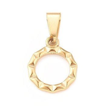 Ion Plating(IP) 304 Stainless Steel Pendants, Round Ring Charm, Golden, 20x16.5x2mm, Hole: 4x8mm