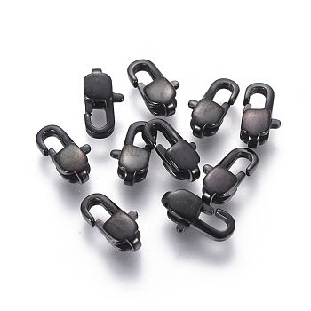 304 Stainless Steel Lobster Claw Clasps, Electrophoresis Black, 11x5.5x3mm, Hole: 1mm