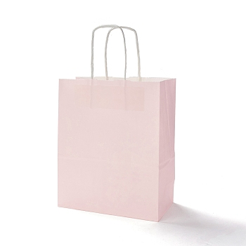 Rectangle Paper Bags, with Handles, for Gift Bags and Shopping Bags, Misty Rose, 26.5x22x11.1cm, Fold: 26.5x22x0.2cm