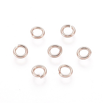 304 Stainless Steel Open Jump Rings, Rose Gold, 20 Gauge, 4x0.8mm, Inner Diameter: 2.5mm