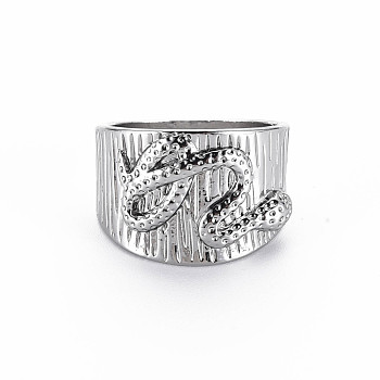 Snake Pattern Rack Plating Alloy Wide Band Rings, Cadmium Free & Lead Free, Platinum, US Size 8(18.1mm)