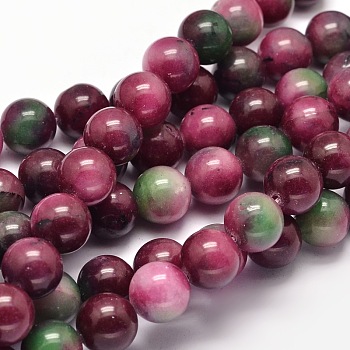 Dyed Natural Malaysia Jade Round Bead Strands, Imitated Tourmaline, 8mm, Hole: 1mm, about 47pcs/strand, 15.5 inch
