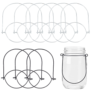 12Pcs 2 Style Tinplate & 304 Stainles Steel Tinplate Wire Hanger, Wire Handle, for Regular/Wide Mouth Mason Jars Canning Jars DIY Solar Lamp Handles, Mixed Color, 102~105x64~98x69~100mm, Inner Diameter: 61~76x67~79mm, 6pcs/style