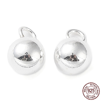 925 Sterling Silver Pendants, Bell Charm, Silver, 8x5mm, Hole: 1.6mm