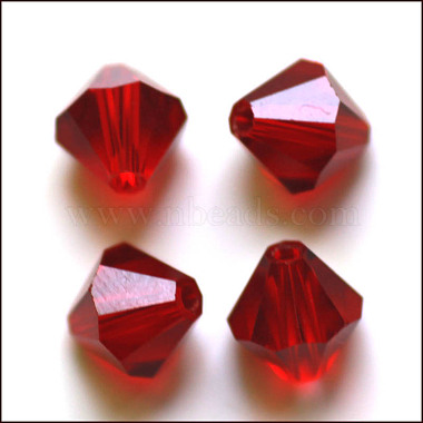6mm Dark Red Bicone Glass Beads