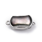Rectangle Brass Box Clasps, Cadmium Free & Nickel Free & Lead Free, with Black Shell, Platinum, 19.5x9.5x7mm, Hole: 1.2/1.4mm(KK-P291-48P-01)