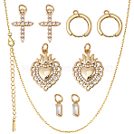 DIY Jewelry Earring Kits, Including Brass Hoop Earrings Finding and Brass Micro Pave Cubic Zirconia Pendants, Real 18K Gold Plated, 15x13.5x2.5mm, Hole: 1.2mm(DIY-SC0034-02)