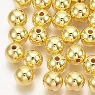 ABS Plastic Beads, Round, Golden Plated Plated, 5x4.5mm, Hole: 1.4mm, about 9000pcs/500g(OACR-S032-5mm-01)