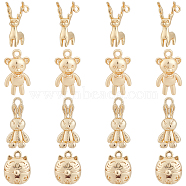 SUPERFINDINGS 16Ppcs 4 Style Rack Plating Brass Pendants,  Long-Lasting Plated, Lead Free & Cadmium Free, Mixed Shape, Light Gold, 11~18x6~8x4~10mm, Hole: 1.2~2.4mm, 4pcs/style(KK-FH0003-92)