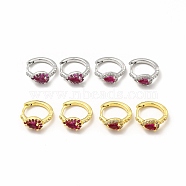 Teardrop Brass Cubic Zirconia Hoop Earrings for Women, Lead Free & Cadmium Free, Mixed Color, 16x5.8x13mm, Pin: 0.8mm(EJEW-H091-09)