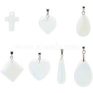 Opalite Pendants, with Brass Findings, Mixed Shapes, Platinum, 14pcs/box(G-PH0001-12P)