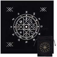 1Pc Cloth Square Altar Tarot Tablecloth, 1Pc Twelve Constellations Pattern Velvet Packing Pouches, Black, 182~495x128~495x0.3~2mm(DIY-CN0003-08A)