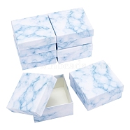 Marble Texture Pattern Paper Cardboard Jewelry Boxes, Square, White, 12.9x12.9x6.6cm, Inner: 12x12cm(CON-BC0001-18C)