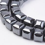 Non-magnetic Synthetic Hematite Beads Strands, Cube, 8x8x8mm, Hole: 1mm, about 51pcs/strand, 15.55 inch(G-F396-34-8x8mm)