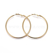 201 Stainless Steel Hoop Earrings, Hypoallergenic Earrings, Ring Shape, Golden, 12 Gauge, 51x49x2mm, Pin: 1mm(EJEW-F188-24G-C)