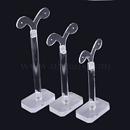T Bar Organic Glass Earring Displays Sets, Jewelry Display Rack, Jewelry Tree Stand, Clear, 11.4~15.5x5.9x3.1cm(EDIS-N009-02)