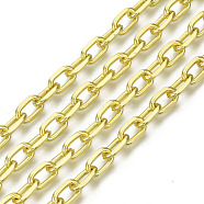 Unwelded Iron Paperclip Chains, Drawn Elongated Cable Chains, with Spool, Golden, 9.6x5.8x1.5mm, about 32.8 Feet(10m)/roll(CH-S125-21B-03)