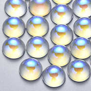 Transparent Glass Cabochons, AB Color Plated, Half Round/Dome, Clear AB, 18x9mm(X-GLAA-S190-013A-F01)