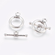 CCB Plastic Toggle Clasps, Antique Silver, Ring: 19x15x2mm, Hole: 3mm, Bar: 22x2mm, Hole: 2.5mm(CCB-J027-77AS)