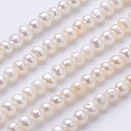 Natural Cultured Freshwater Pearl Beads Strands, Potato, Beige, 4.2~4.5x4.5~5mm, Hole: 0.7mm,  about 94~95pcs/strand, 16 inch(PEAR-F004-09)