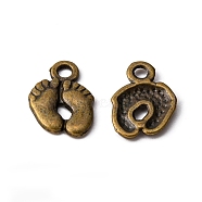 Tibetan Style Alloy Charms, Foot Print, Cadmium Free & Nickel Free & Lead Free, Antique Bronze, 14x10x2mm, Hole: 2mm(MLF10517Y-NF)
