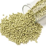 TOHO Round Seed Beads, Japanese Seed Beads, Frosted, (559F) Matte Galvanized Golden Pear, 11/0, 2.2mm, Hole: 0.8mm, about 5555pcs/50g(SEED-XTR11-0559F)