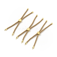 Half Finished Twisted Milan Rope Slider Bracelets, with Rack Plating Brass Cord Ends & Open Loop, Cadmium Free & Lead Free, for Connector Charm Bracelet Making, Golden, Dark Khaki, 222~230x3mm(FIND-G032-01G-01)