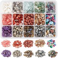 Natural & Synthetic Mixed Gemstone & Glass Chip Beads, Mixed Dyed and Undyed, 5~8mm, Hole: 1mm, 15 colors, about 24~28g/color, about 360~420g/box(G-NB0002-07)