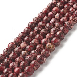 Natural Imperial Jasper Beads Strands, Dyed, Round, Dark Red, 8~8.5mm, Hole: 1~1.2mm, about 47~48pcs/strand, 15.16 inch(38.5cm)(G-I122-8mm-19)