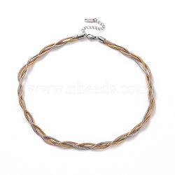 304 Stainless Steel Braided Round Snake Chain Necklace for Women, Multi-color, 15.67 inch(39.8cm)(NJEW-P271-06A)