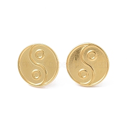 Ion Plating(IP) 304 Stainless Steel Stud Earring for Women, Yin Yang, Real 18K Gold Plated, 16mm, Pin: 0.8mm(EJEW-I285-27G)