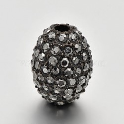 Gunmetal Tone Alloy Grade A Rhinestone Oval Beads, Hematite, 13x9mm, Hole: 2mm(RB-J323-02)