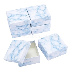 Marble Texture Pattern Paper Cardboard Jewelry Boxes, Square, White, 12.9x12.9x6.6cm, Inner: 12x12cm(CON-BC0001-18C)
