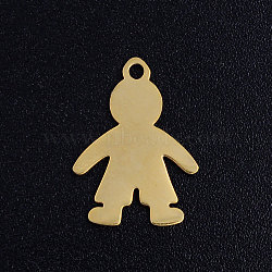 304 Stainless Steel Pendants, Blank Stamping Tag, Boy, Golden, 17x12x1mm, Hole: 1.4mm(STAS-Q201-JN327-2)