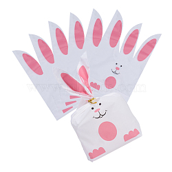Plastic Candy Bags, Rabbit Ear Bags, Gift Bags, Two-Side Printed, with Wire Twist Ties, Hot Pink, Bag: 22.5x14cm, Ties: 8x0.4cm(ABAG-YW0001-02A)