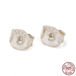 925 Sterling Silver Friction Ear Nuts, with S925 Stamp, Silver, 5x5.5x3mm, Hole: 0.9mm, about 222Pcs/20g(STER-G041-01)
