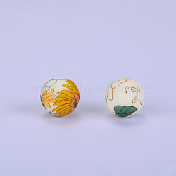 Printed Round Silicone Focal Beads, Wheat, 15x15mm, Hole: 2mm(SI-JX0056A-61)