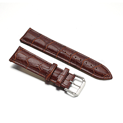 Leather Watch Bands, with 304 Stainless Steel Clasps, Saddle Brown, 90~120x22x4~5mm(WACH-F017-02G)