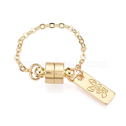 Brass End with Chain, with Magnetisc, Real 18K Gold Plated, 65x6mm(KK-C066-05G)