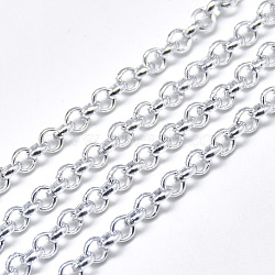 Aluminium Rolo Chains, with Spool, Unwelded, Silver Color Plated, 6x2mm, about 164.04 Feet(50m)/roll(CHA-T001-37S)