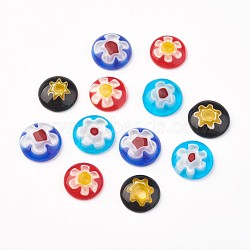 Handmade Millefiori Glass Cabochons, Half Round/Dome, Mixed Color, 10x3mm(LAMP-G123-M)