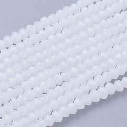 Imitation Jade Glass Beads Strands, Faceted, Rondelle, White, 3x2~2.5mm, Hole: 0.5mm, about 186~190pcs/strand, 17 inch(GLAA-G045-A05)