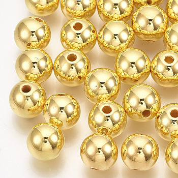 ABS Plastic Beads, Round, Golden Plated Plated, 5x4.5mm, Hole: 1.4mm, about 9000pcs/500g