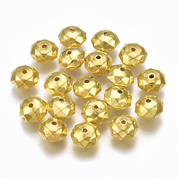 CCB Plastic Beads, Faceted, Rondelle, Golden, 8.5x5.5mm, Hole: 1mm, about 2300pcs/500g